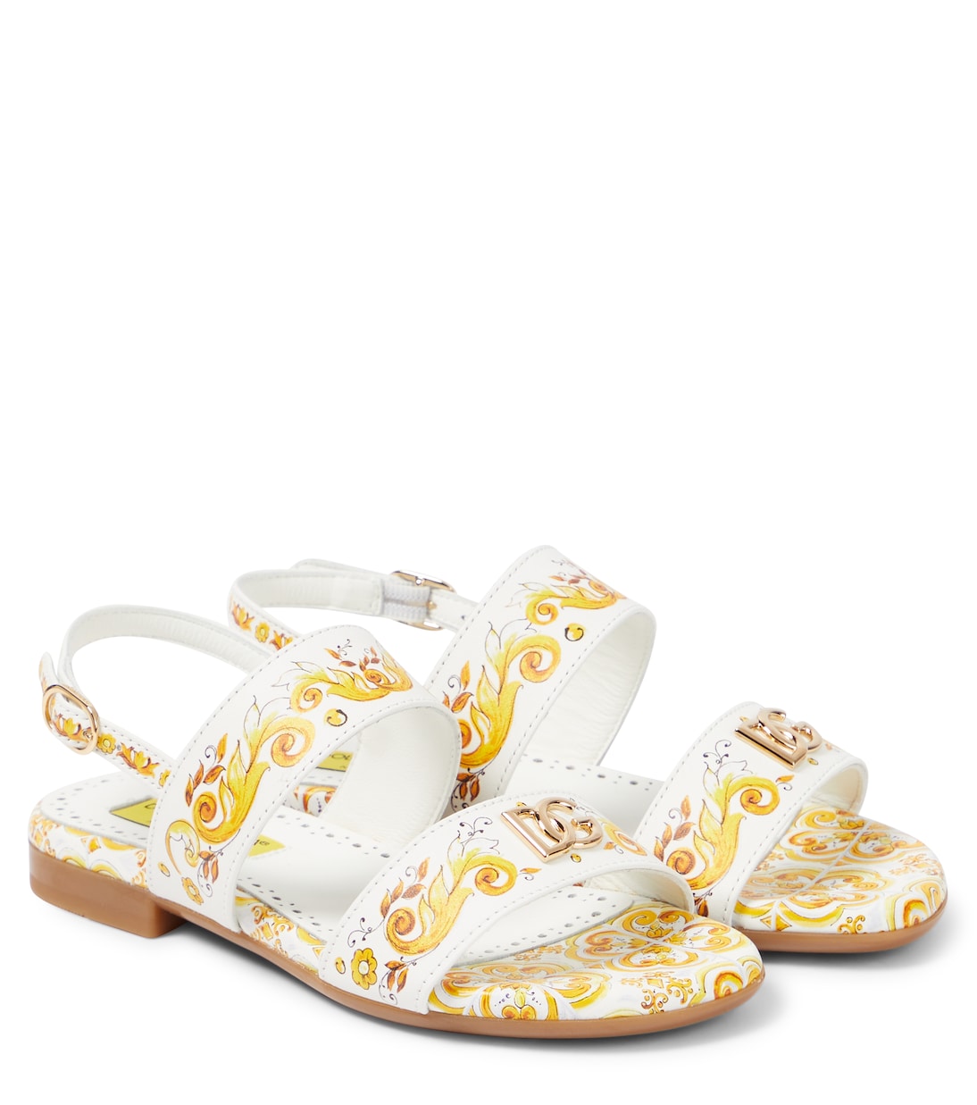 

Сандалии из принтованной кожи Dolce&Gabbana Kids, Azulejos Giallo