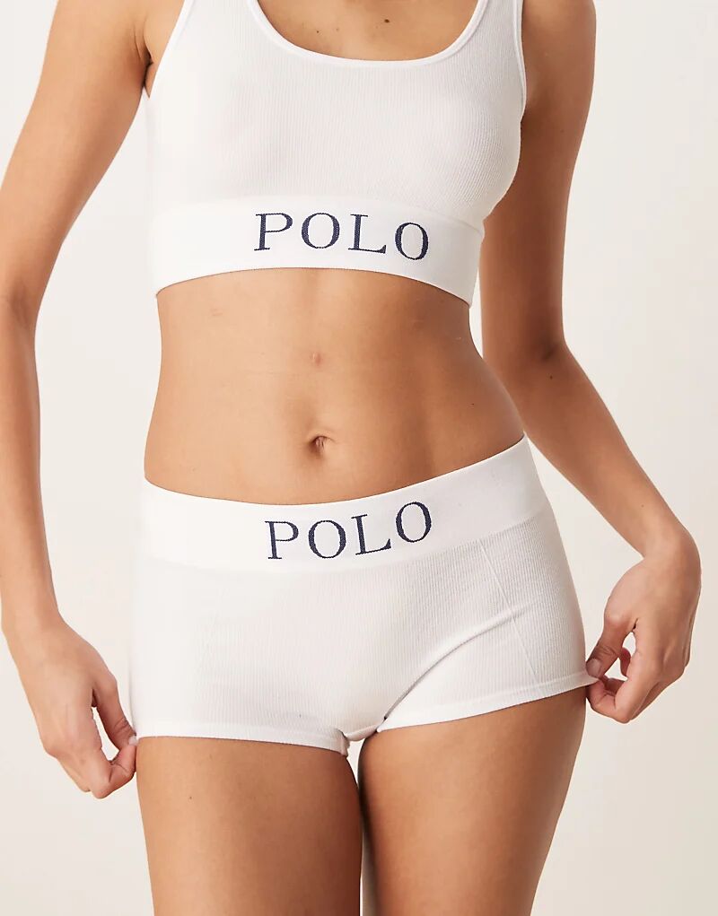 Polo Ralph Lauren Бесшовные шорты в рубчик белого цвета — фото 2