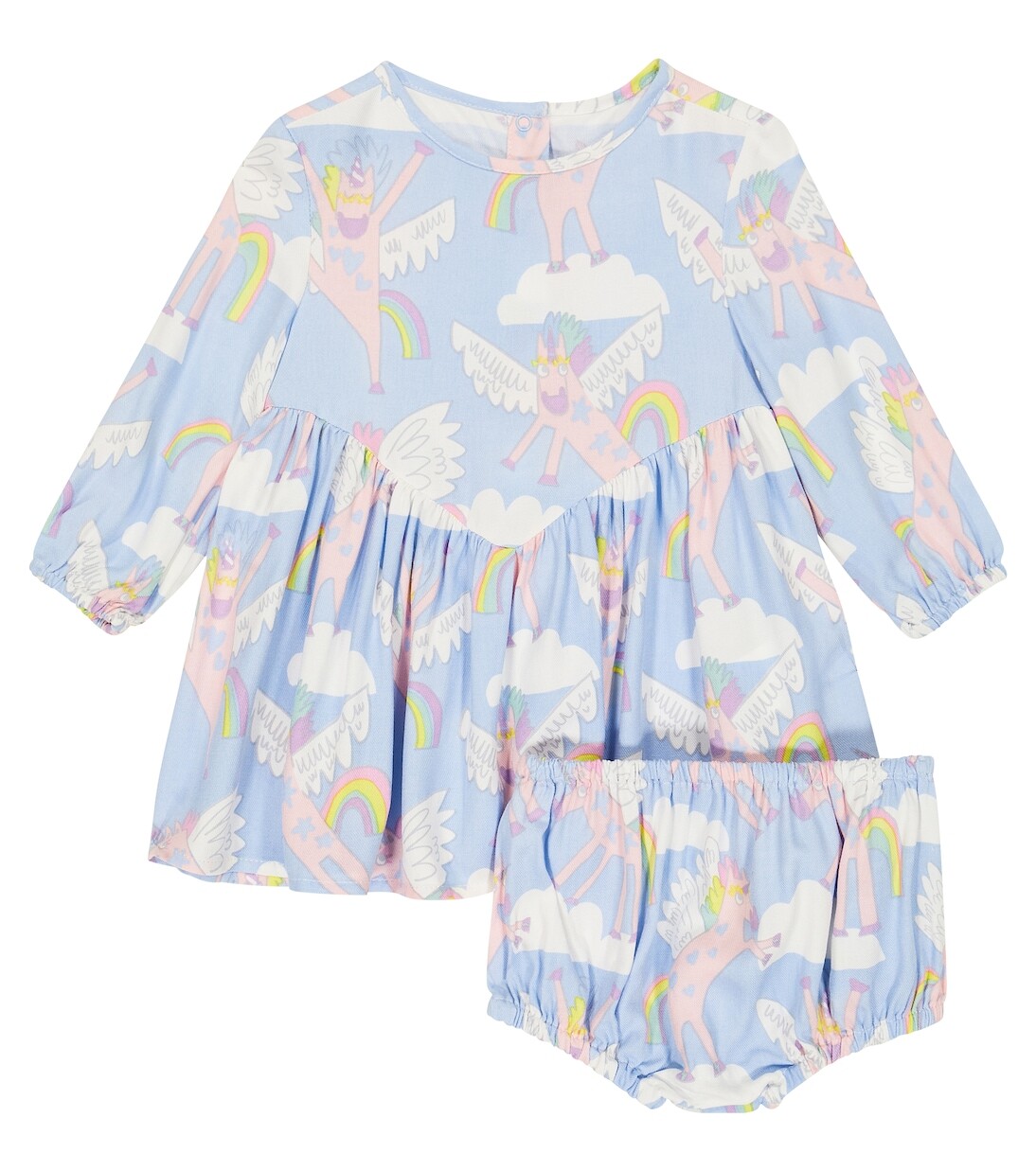 

Трикотажное платье и шаровары с детским принтом Stella Mccartney Kids, синий