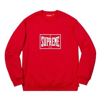 

Худи Supreme SS19 Warm Up Crewneck Red Chest logo Pullover Unisex, красный