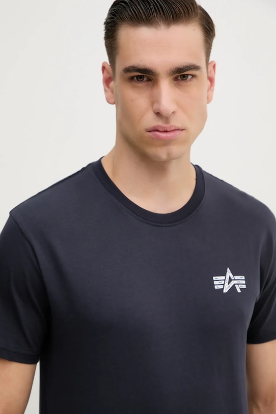 

Хлопковая футболка Alpha Industries, темно-синий