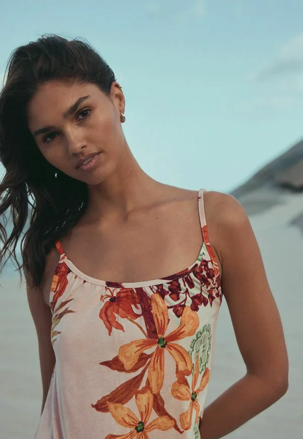 Платье из трикотажа с тонкими бретелями, облегающего фигуру. Next, Floral Palm Print — фото 3