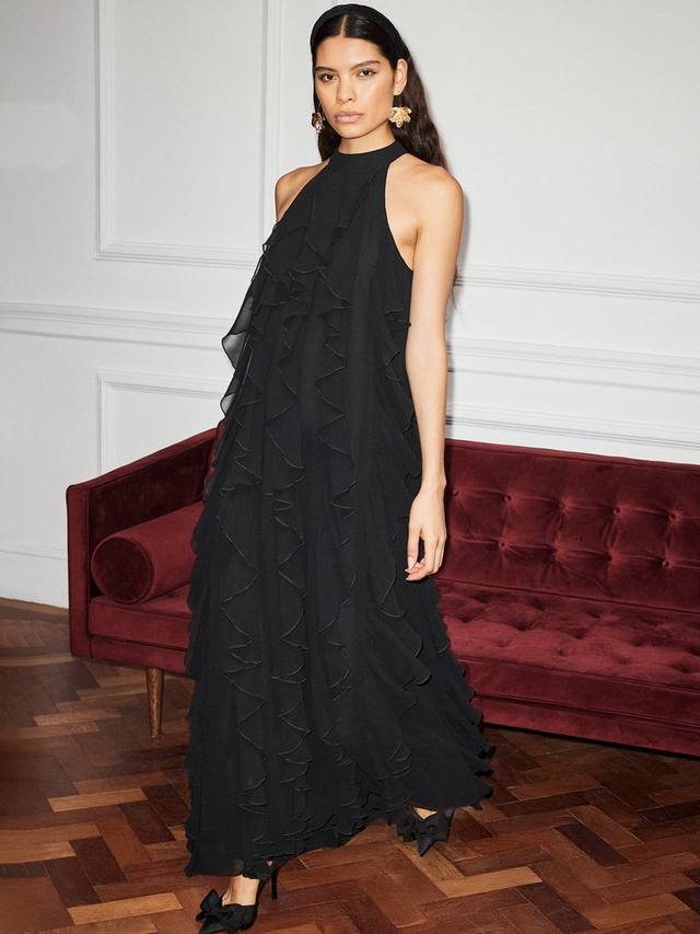 

Платье макси Lulu с шифоновыми воланами Ro&Zo, Black