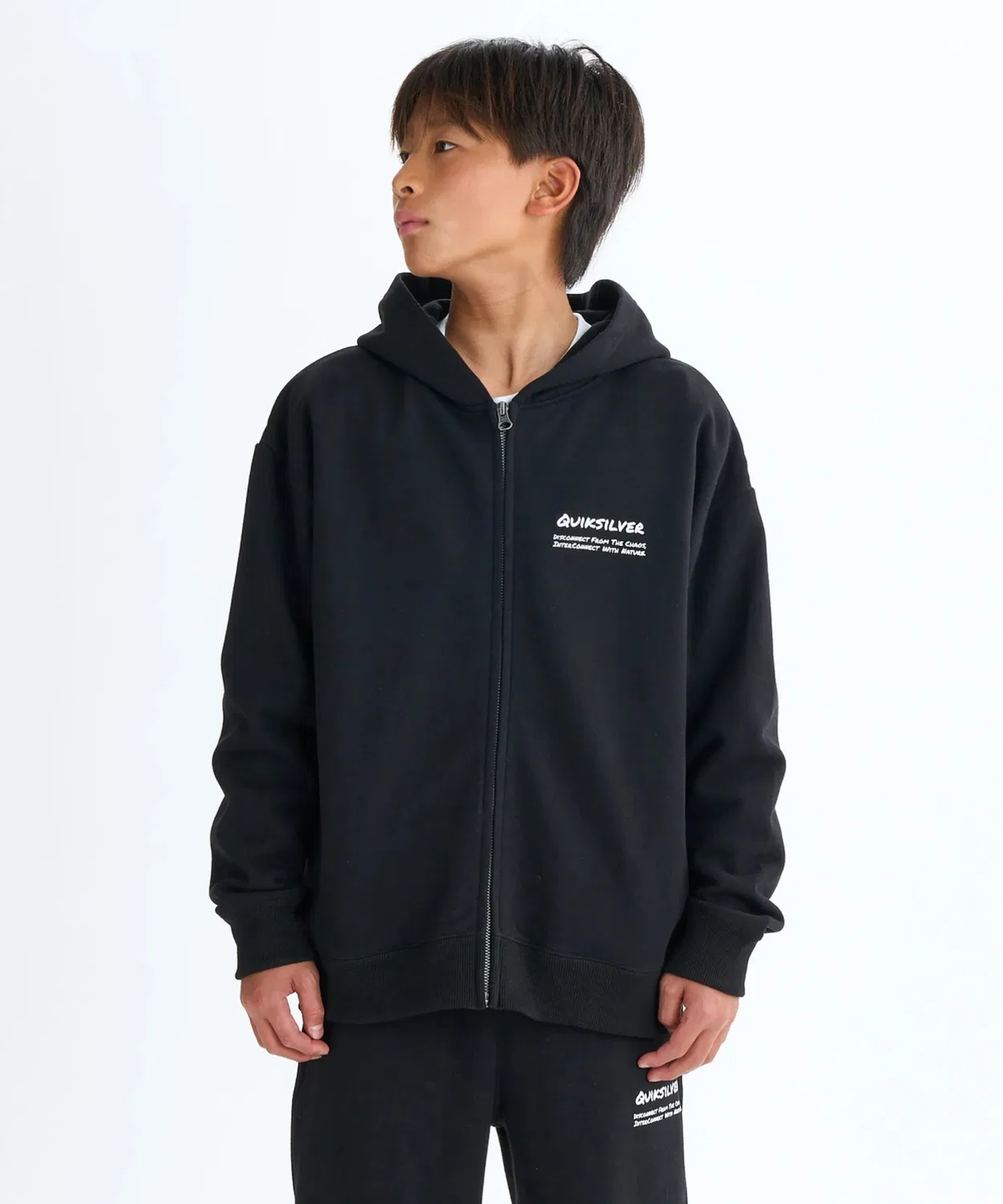 Худи-футболка с капюшоном Quiksilver HAND DRAWN ZIP PK YOUTH с принтом, чёрный — фото 2