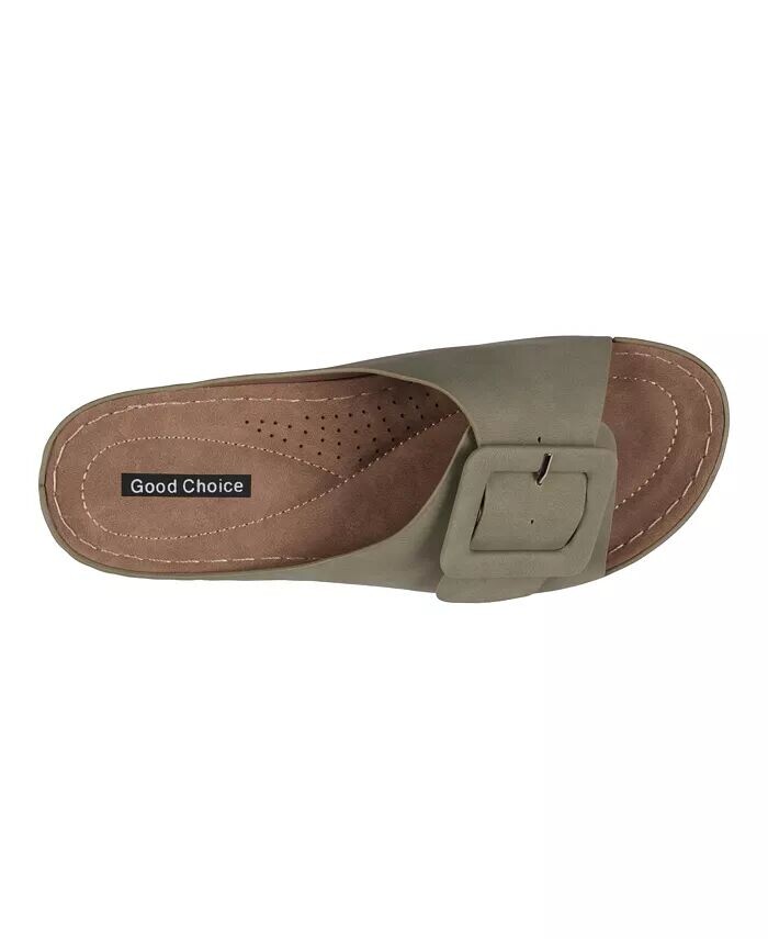 Женские сандалии на плоской подошве с пряжкой Hamden Comfort GC Shoes, зеленый — фото 4