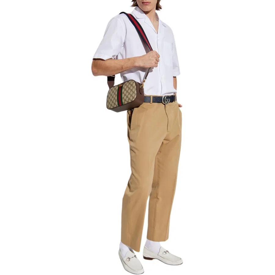 Рубашка GUCCI Web Detailed Regular Fit, White — фото 4