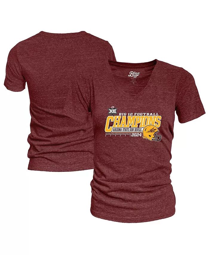 

Женская футболка Maroon Arizona State Sun Devils 2024 Big 12 Football Conference Champions Locker Room с V-образным вырезом Blue 84