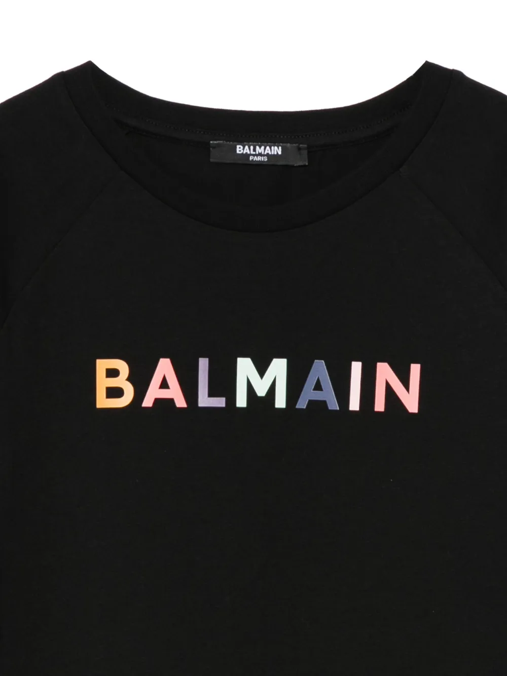 Футболка из хлопка с радужным логотипом Balmain Kids, черный — фото 3