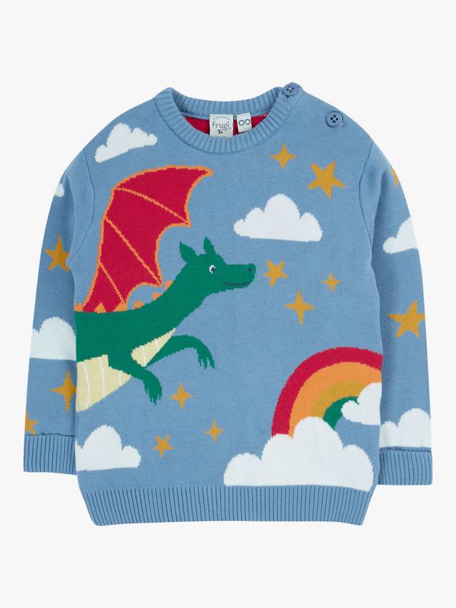 

Детский джемпер Elwood из вязаного хлопка Frugi, Dragon Skies Scene
