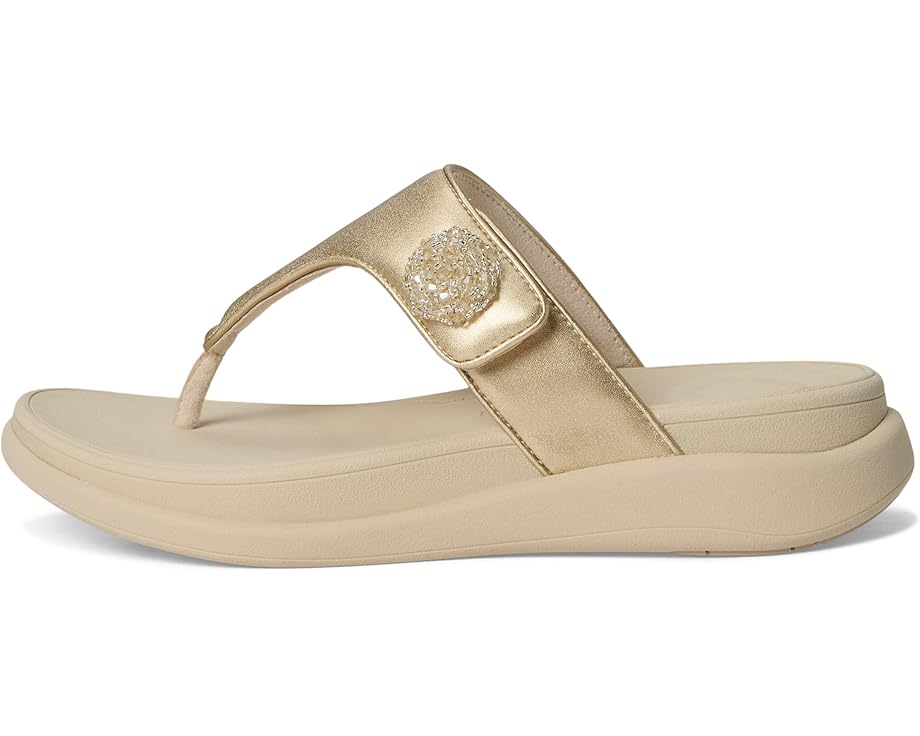 Сандалии FitFlop F-Mode Go Beadie-Button Adj. Flatform Toe/Post Sandals, цвет Platino — фото 4