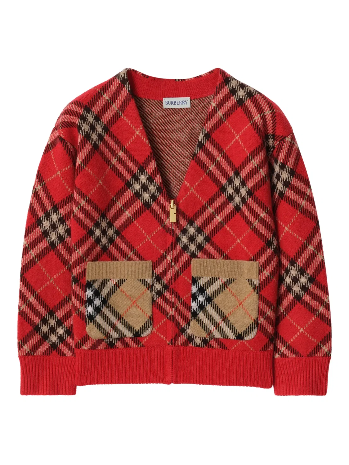 Клетчатый кардиган на молнии Burberry Kids