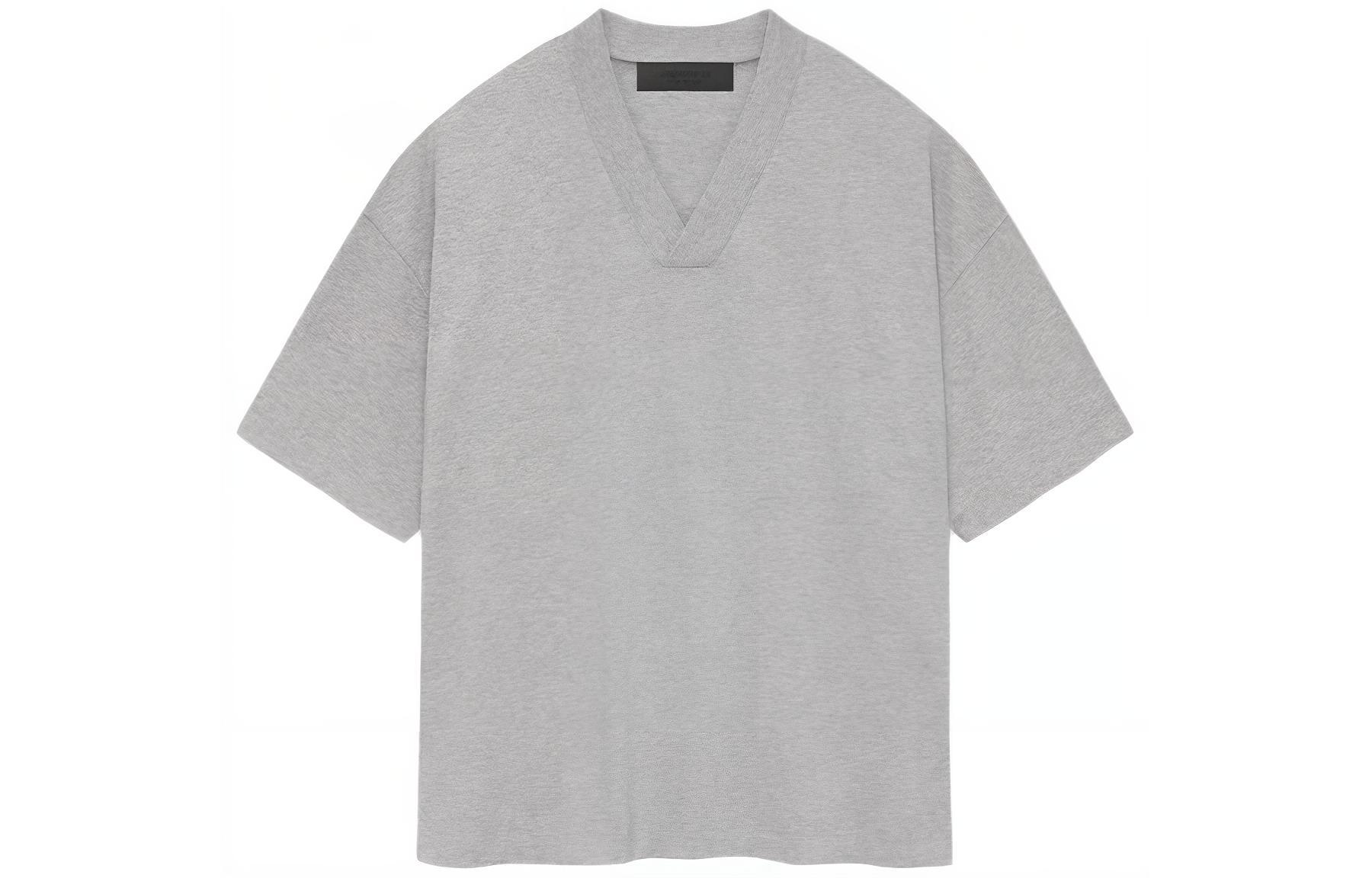 Футболка из хлопка с тисненым логотипом Fear Of God Essentials, светло-серый меланж — фото 2