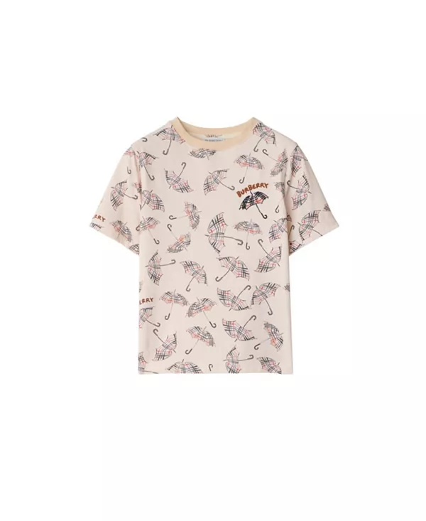 

Хлопковая футболка с зонтиком для мальчиков - для малышей и для взрослых. Burberry, бежевый