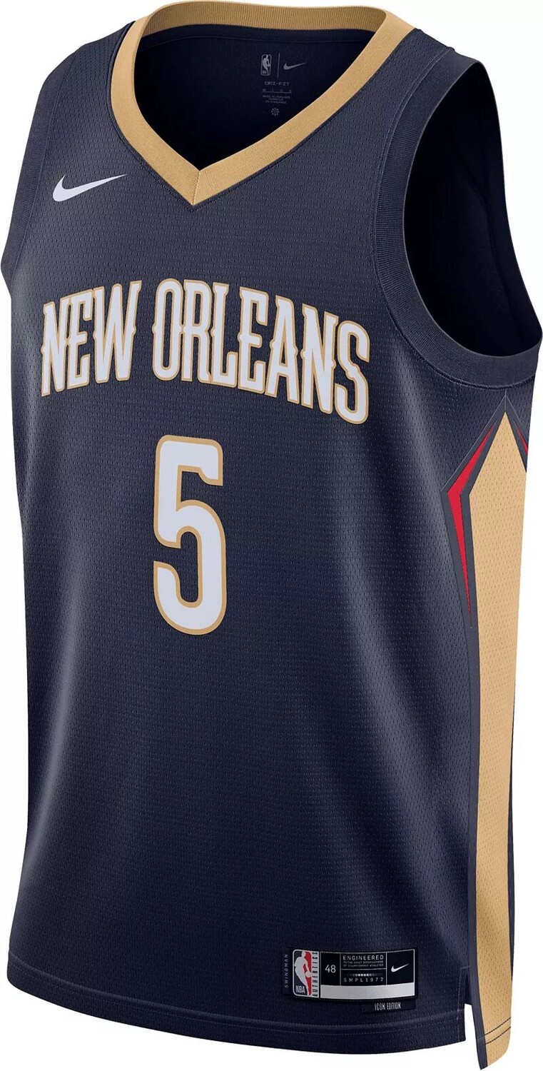 Мужская темно-синяя майка Nike New Orleans Pelicans Herb Jones #5 Dri-FIT Swingman — фото 2