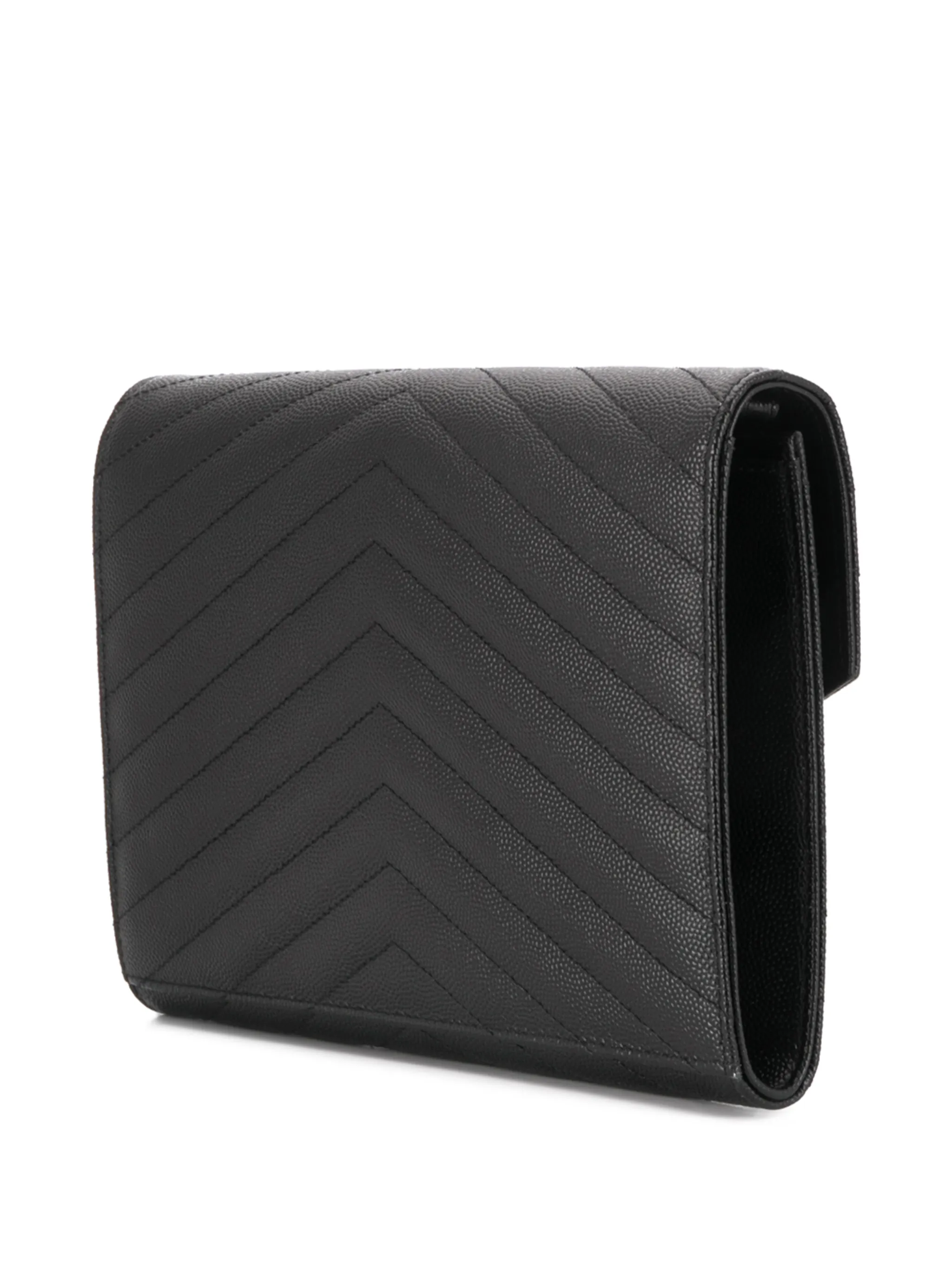 Клатч YSL New Pouch с декором Monogram Saint Laurent, черный — фото 3