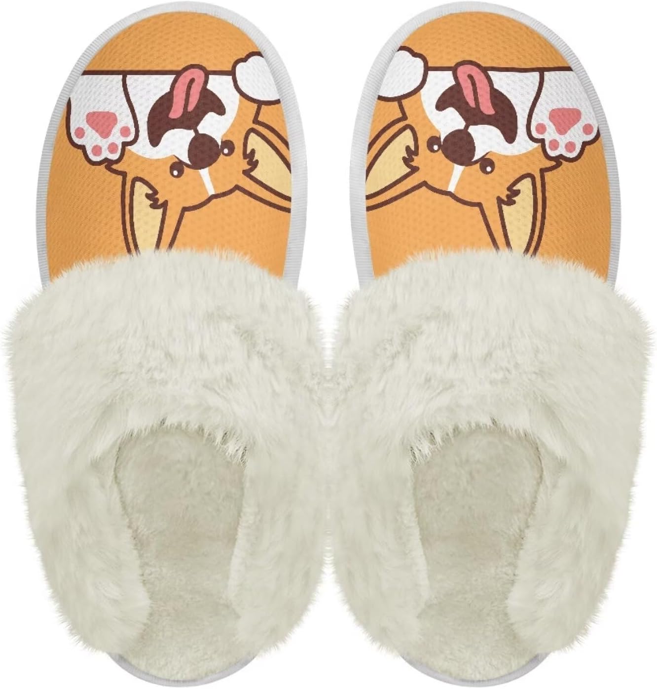 

Хлопковые тапочки с пушистыми краями, домашние тапочки для дома и улицы, хлопковые тапочки унисекс Pjheqoxe, Cartoon Dog