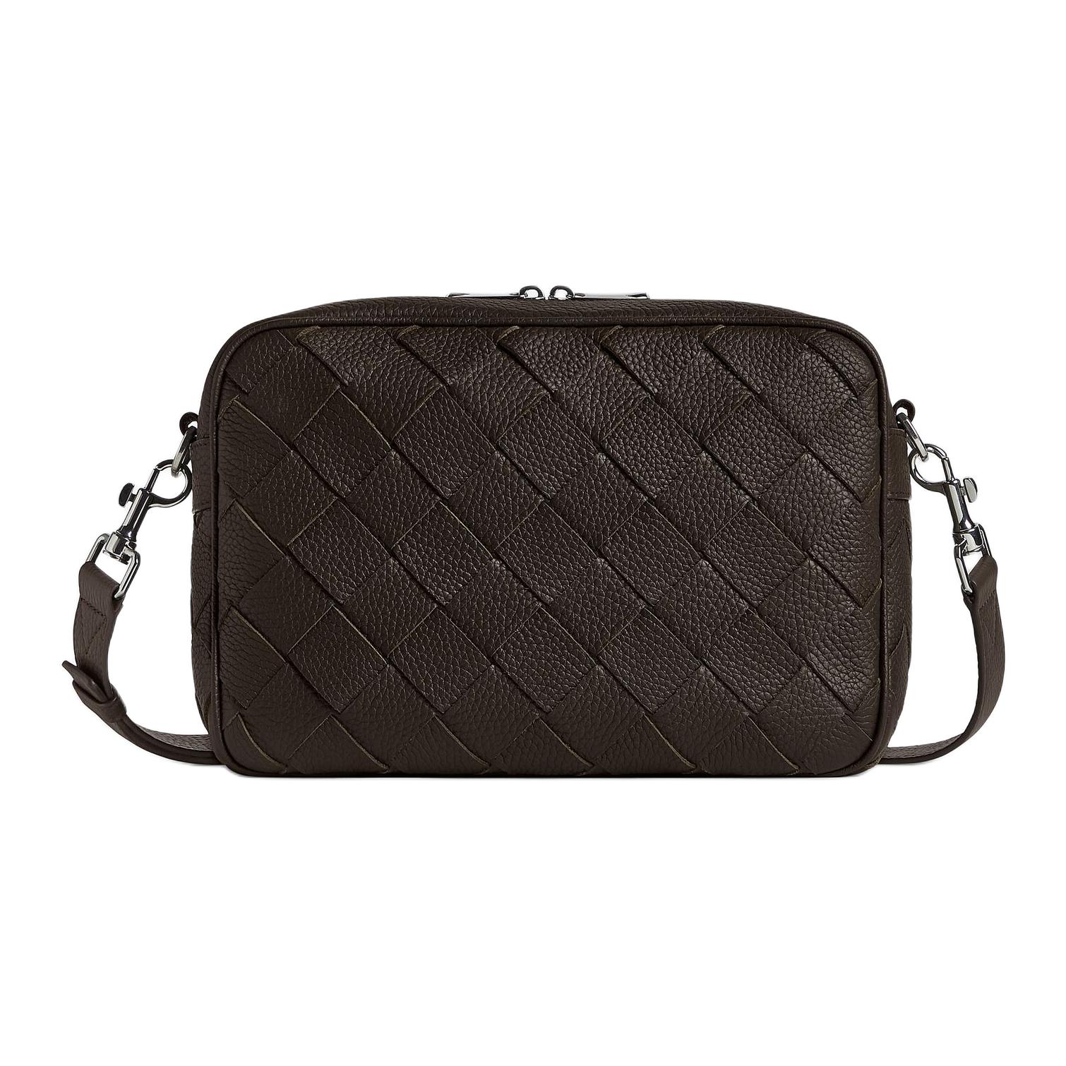 

Bottega Veneta Кожаная поясная сумка мужская тёмно-коричневая