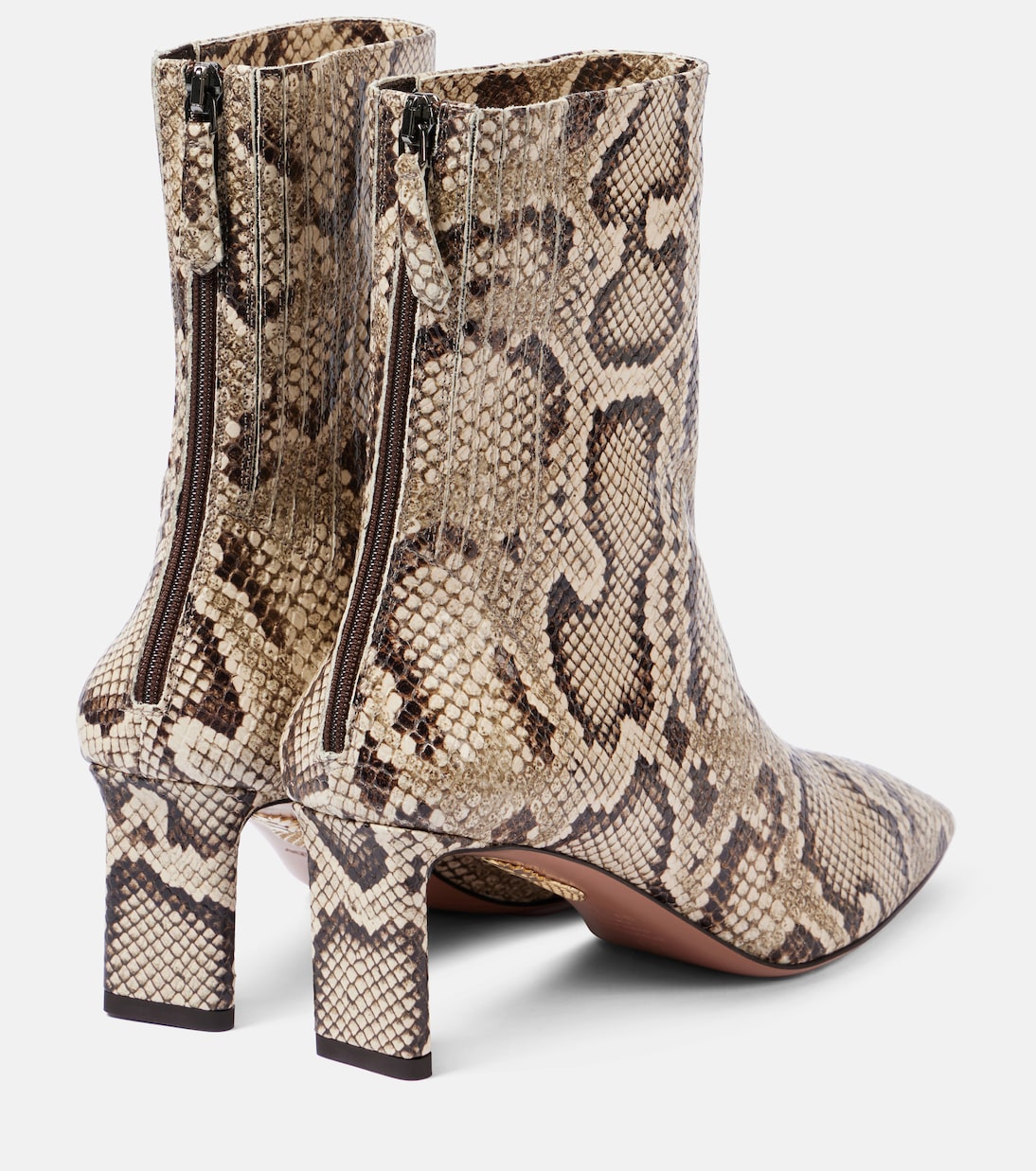 Ботильоны из кожи с эффектом змеиной кожи Aquazzura, Natural Roccia — фото 3