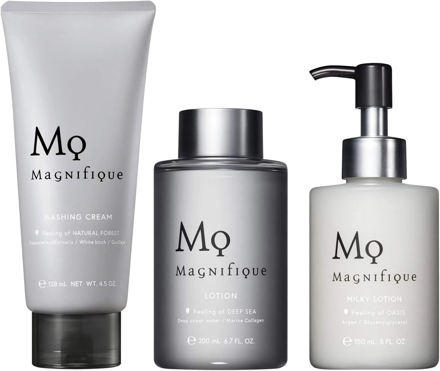 Набор для ухода за кожей Kose Magnifique 3-Step Set с очищающей пенкой, лосьоном и молочным лосьоном, 130 г + 200 мл + 150 мл