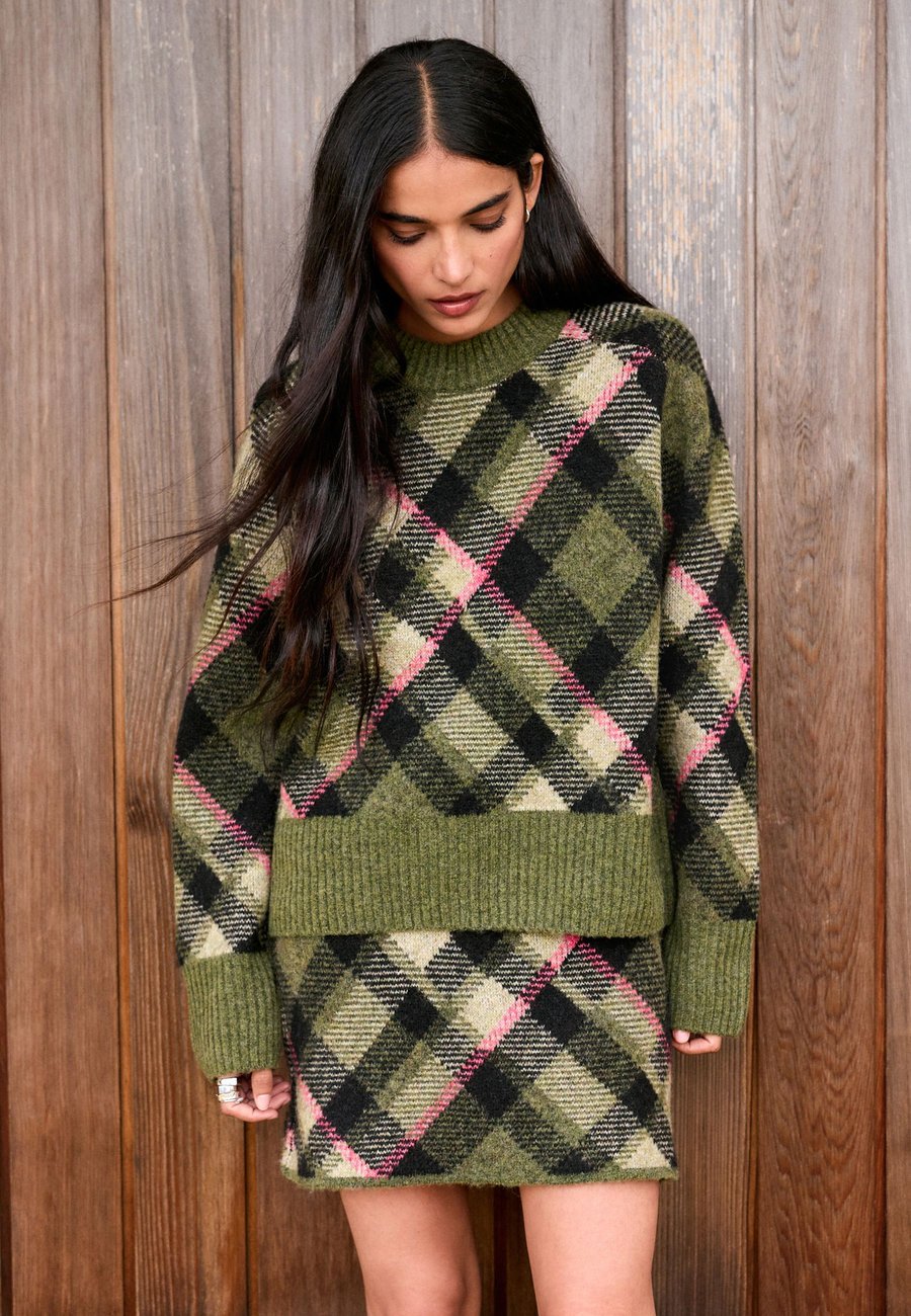 Юбка Next REGULAR FIT, Khaki Green Tartan Check/Green — фото 3