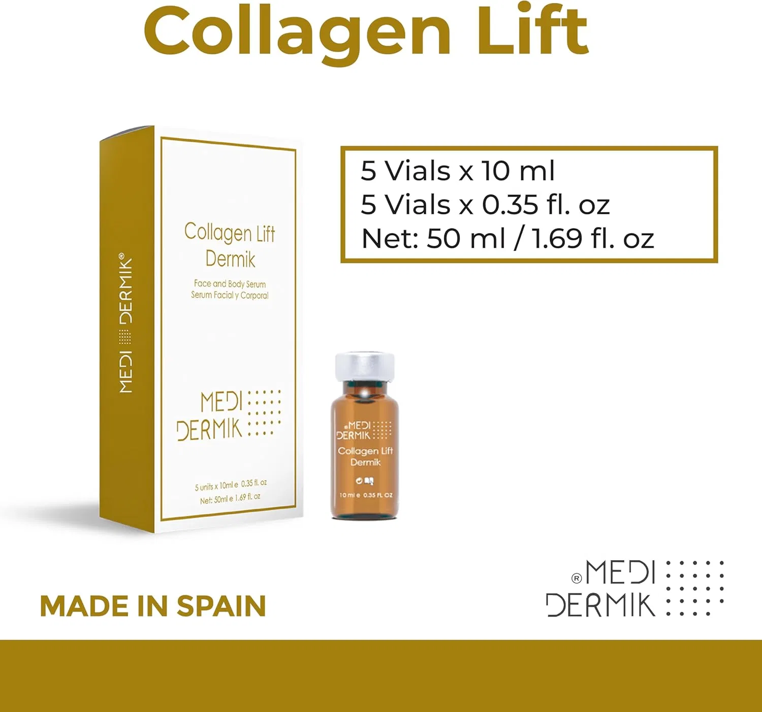 Сыворотка Medidermik — Лифтинговая Collagen Lift Dermik 5 ампул по, 10 мл — фото 2