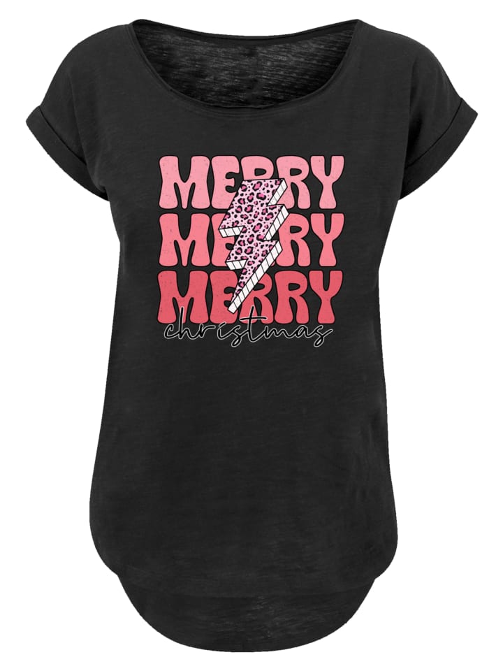 

Футболка F4NT4STIC Long Cut T-Shirt Merry Weihnachten Print Leo Print, черный