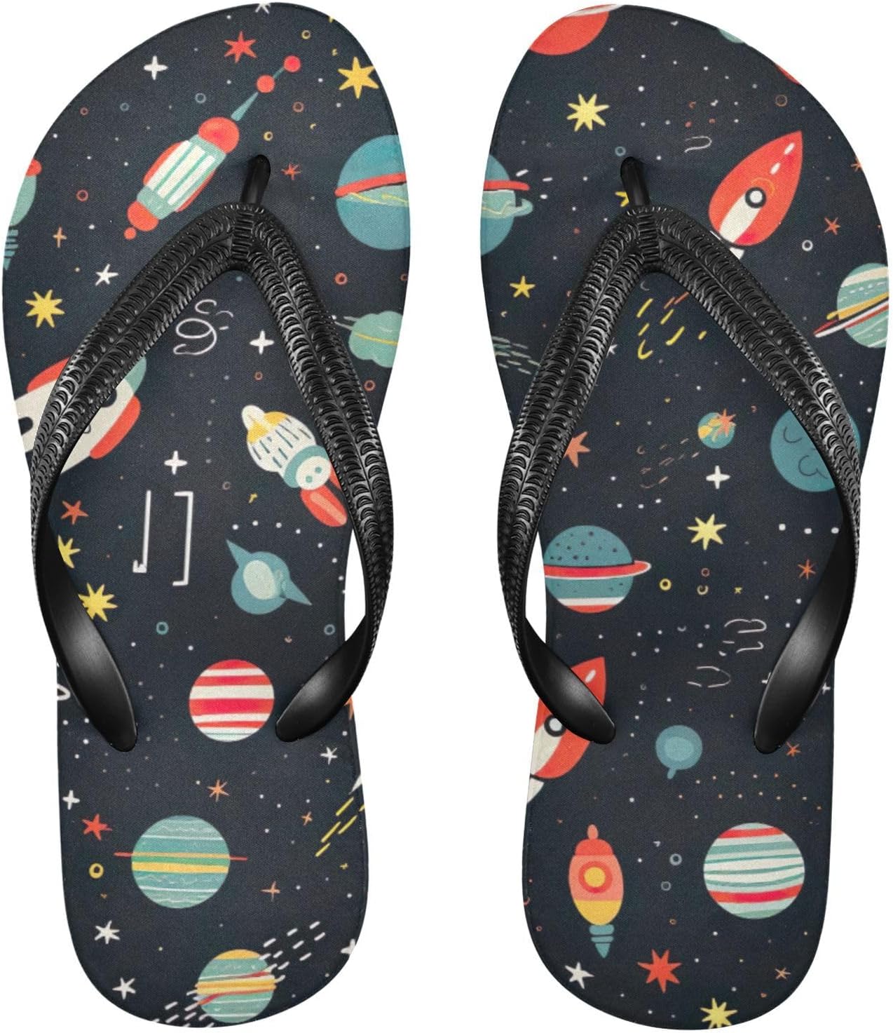 

Женские и мужские летние повседневные сандалии Space Planet Rocket Flip Flop для пляжа и душа Kfbe