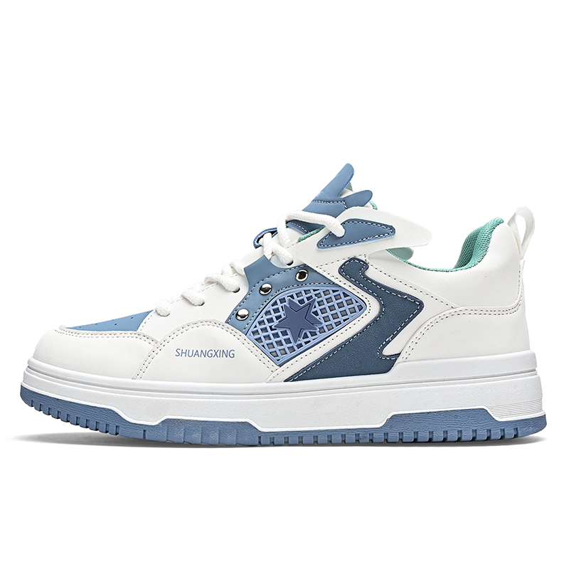 

Низкие мужские скейтерские кеды White Blue Binary