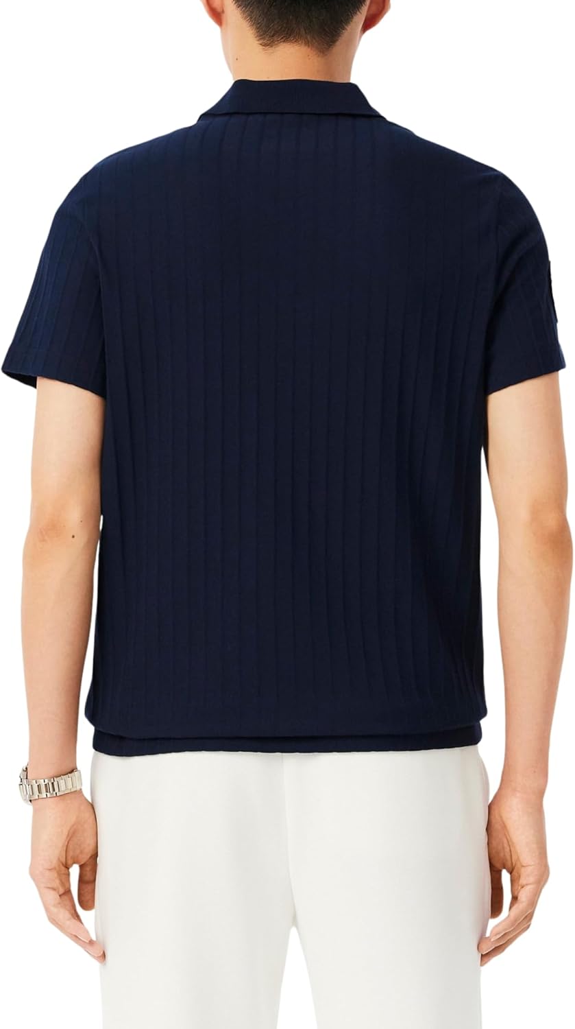 Футболка Lacoste Heritage, мужская, спортивная, темно-синий/белый — фото 3