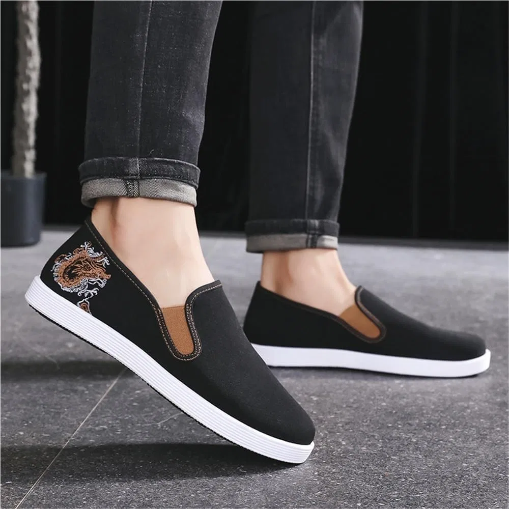 Лоферы мужские с вышивкой, кунг-фу, Black-02 GHAKKE — фото 4