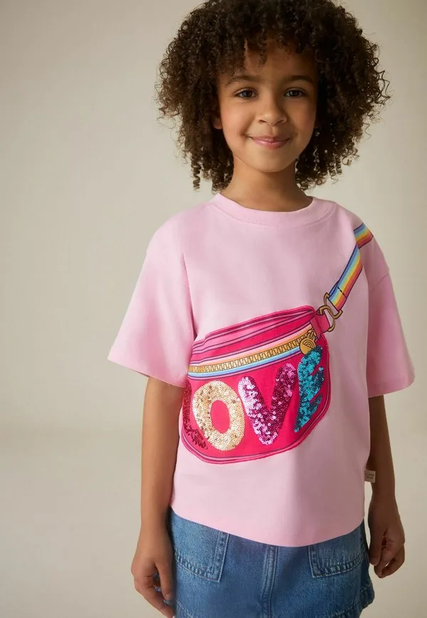 Футболка с принтом Little Bird, Pink Bag Rainbow Strap