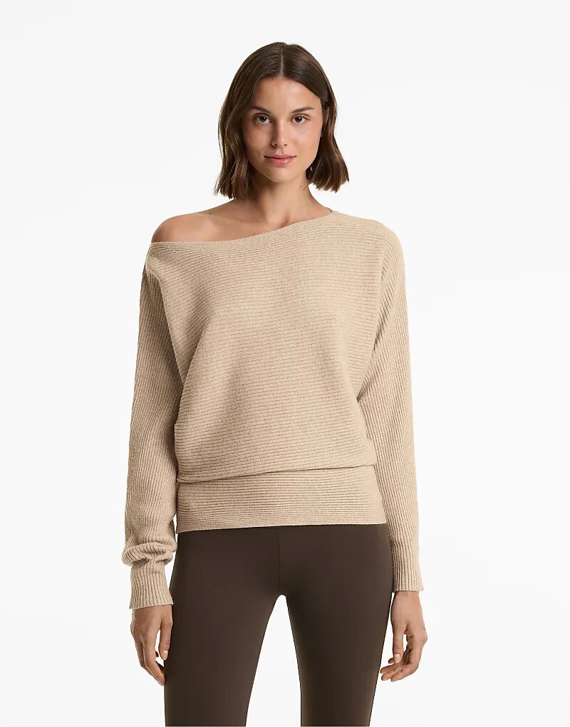 

Джемпер OYSHO с открытыми плечами в рубчик, бледно-бежевого цвета