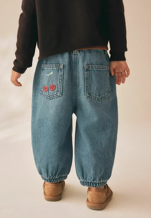 Джинсы Regular fit с вышивкой, Next, модель barrel, свободный крой, цвет грибной флорал — фото 2