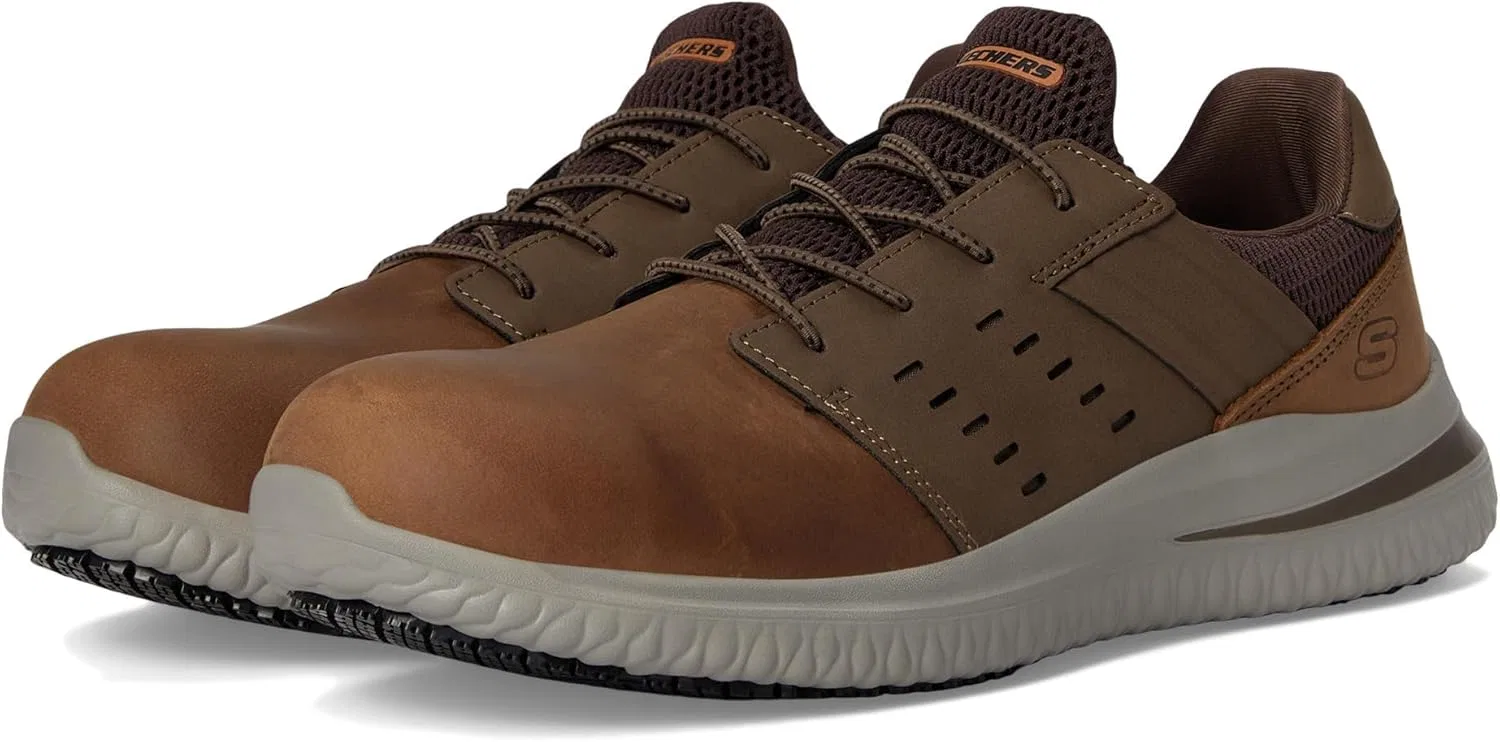 Мужские кроссовки Skechers Delson 3.0 Sr-Tyoll Comp Toe, Brown — фото 2