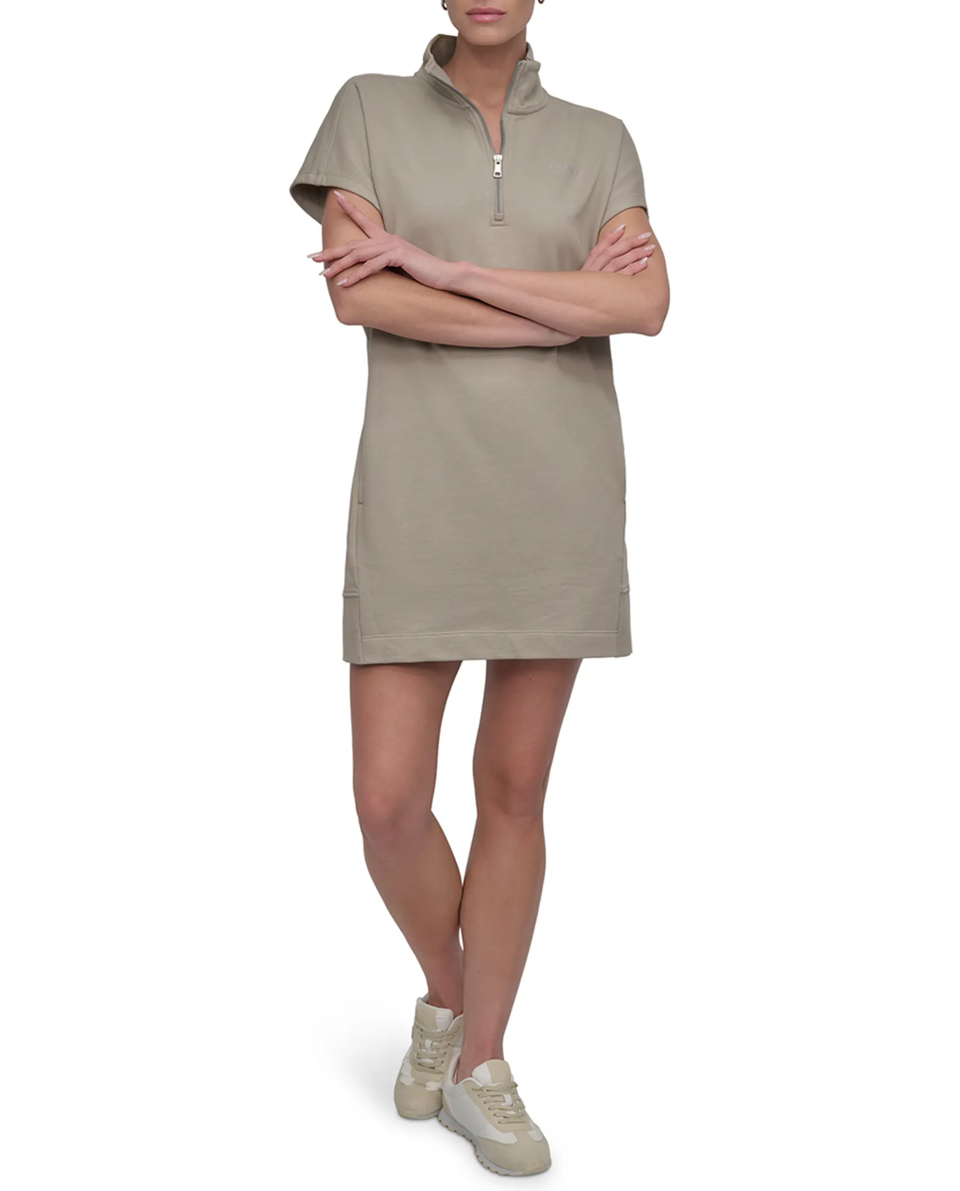 

Короткое платье-худи с короткими рукавами Dkny Jeans, цвет Topo