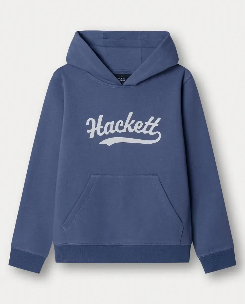 Детская толстовка с капюшоном Hackett с логотипом, синий