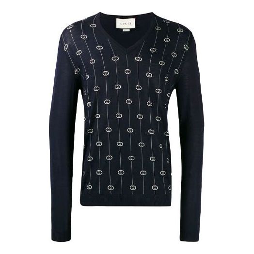 

Свитер monogram motif sweater 'navy' Gucci, синий