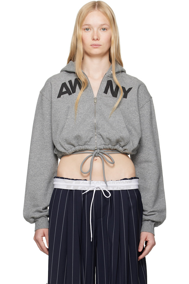 

Графический деконструированный худи-пончо Alexanderwang.T, серый