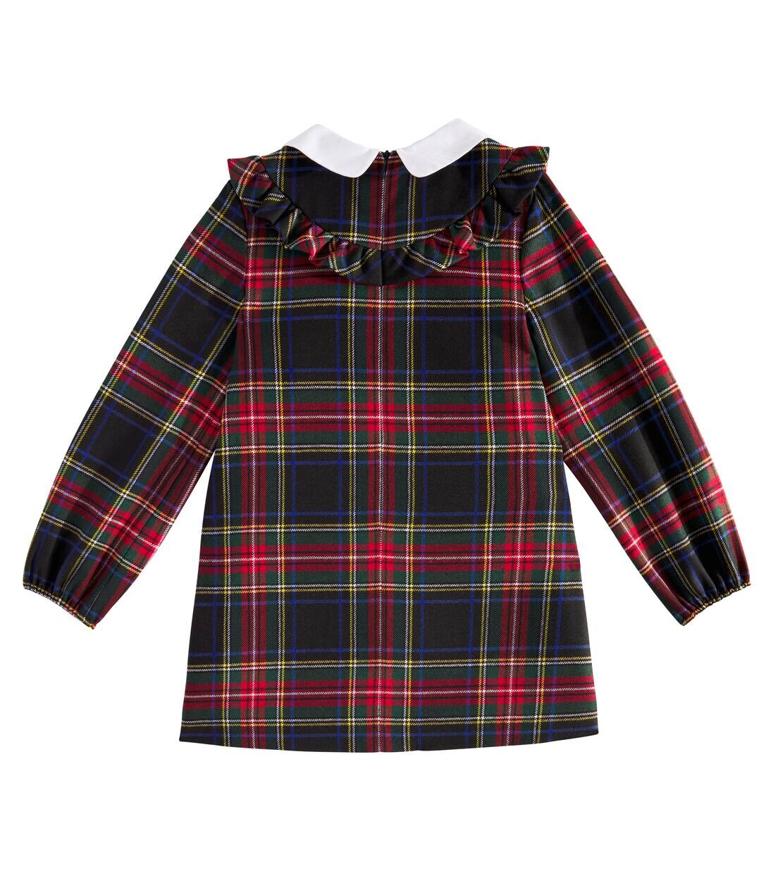 Платье из смеси шерсти и хлопка в клетку тартан Dolce&Gabbana Kids, цвет quadri-check-tartan — фото 3