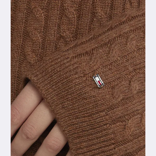 Мягкий шерстяной свитер обычного кроя Tommy Hilfiger, коричневый — фото 4