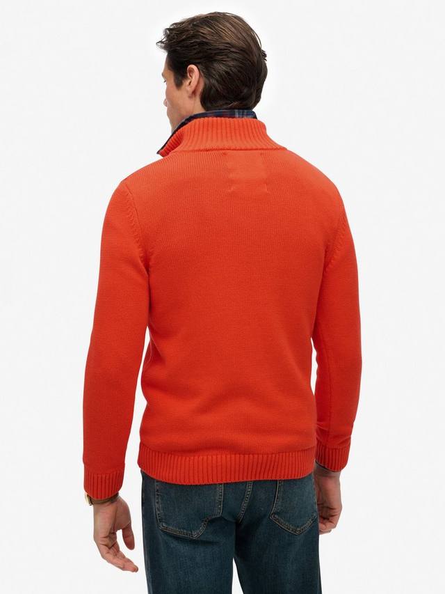 Органический хлопковый полузастёгивающийся вязаный джемпер Superdry, Orange — фото 2