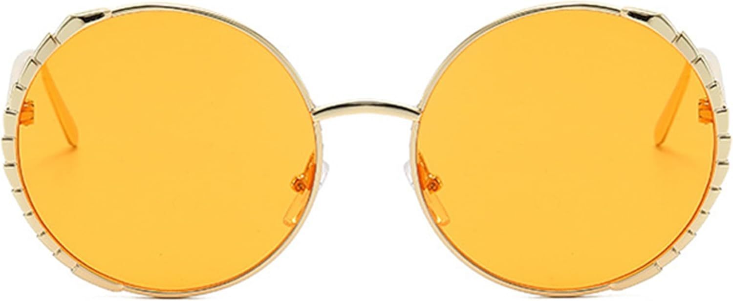 

Солнцезащитные очки Bullabulling в стиле ретро, ​​большие круглые, для женщин и мужчин, модные большие очки в стиле 70-х, 80-х и 90-х, золотистая металлическая оправа, Orange