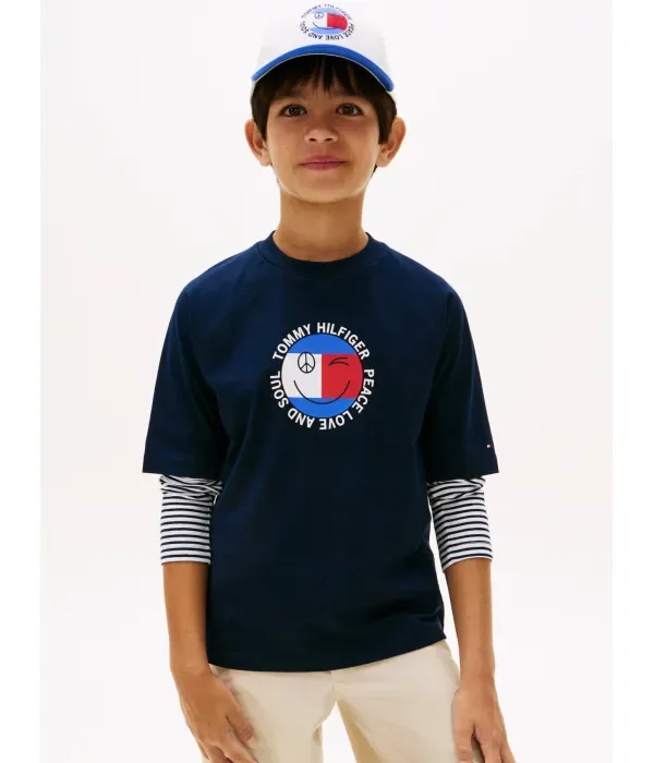 Футболка с забавным флагом regular fit Tommy Hilfiger, темно-синий
