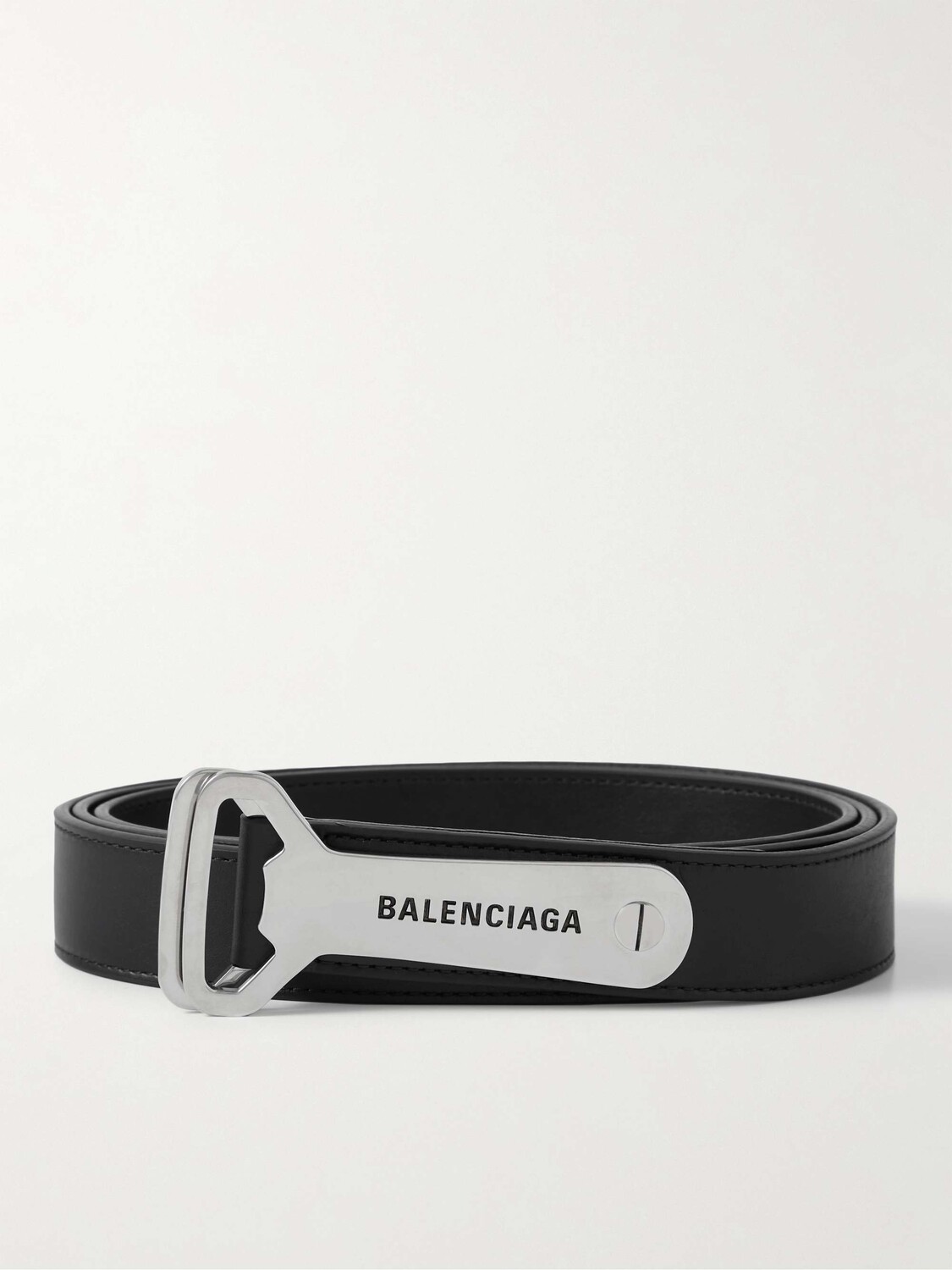 

Украшенный кожаный ремень с открывалкой для бутылок 3 см BALENCIAGA, черный