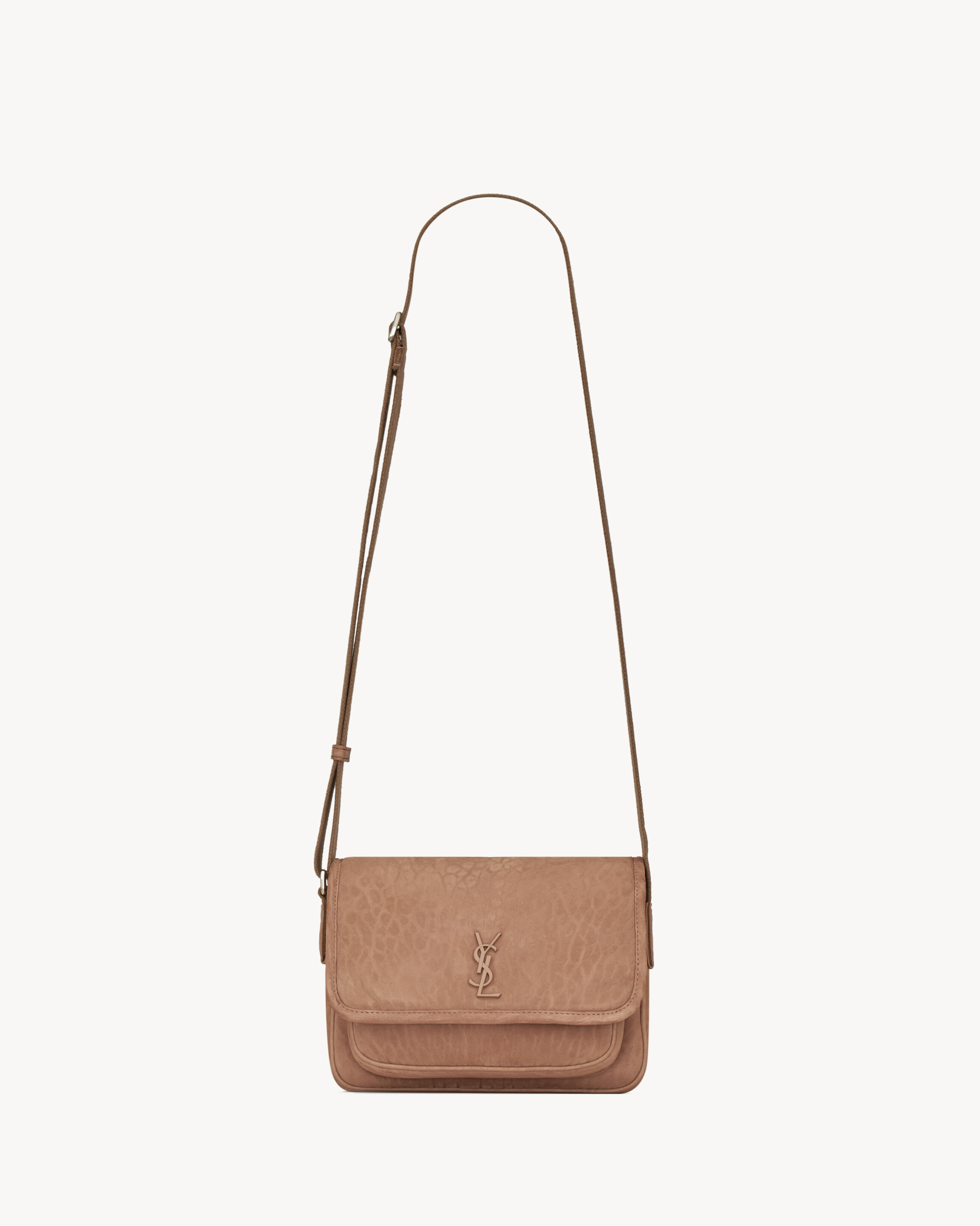 

NIKI маленькая сумка-мессенджер из зернистого нубука SAINT LAURENT, коричневый