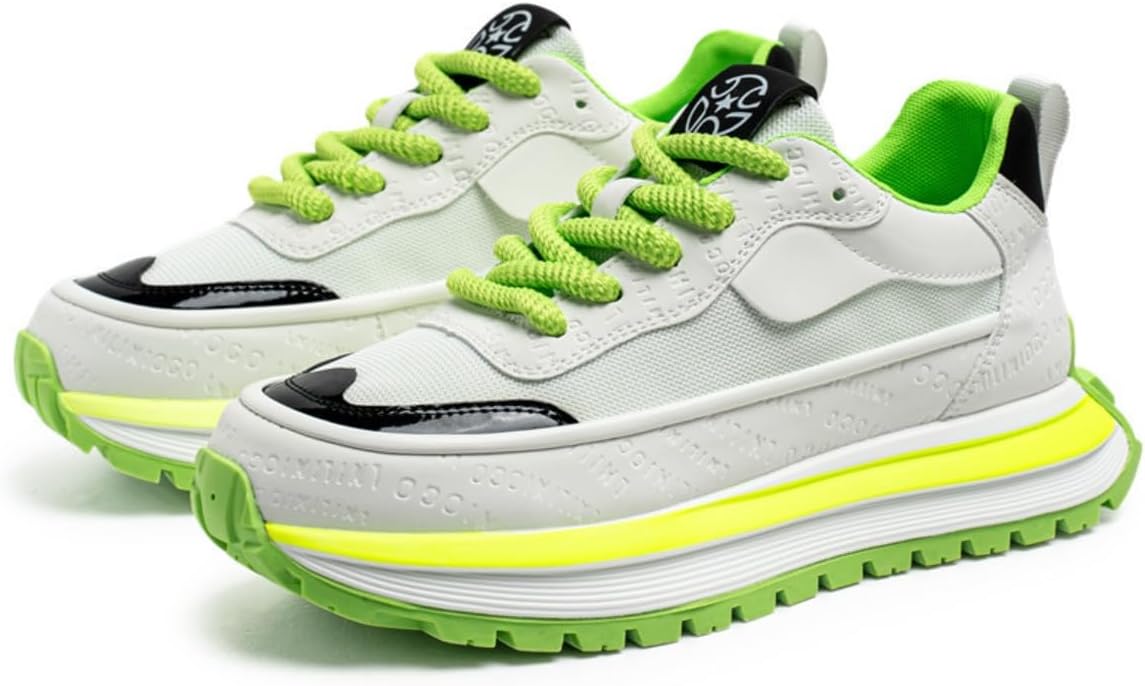 

Мужские кроссовки на шнуровке с толстой подошвой, дышащей сеткой, удобные, с высокой эластичностью, противоскользящие, повседневные спортивные туфли для ходьбы, бега и ежедневного ношения на улице Ctkvbmeoi, зеленый