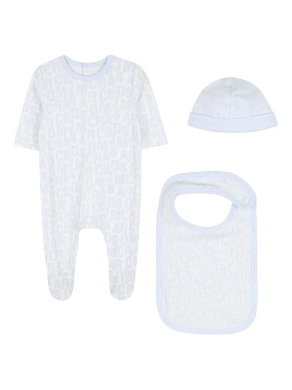 

Комплект из комбинезона, шапки и нагрудника с логотипом Marc Jacobs Kids, синий