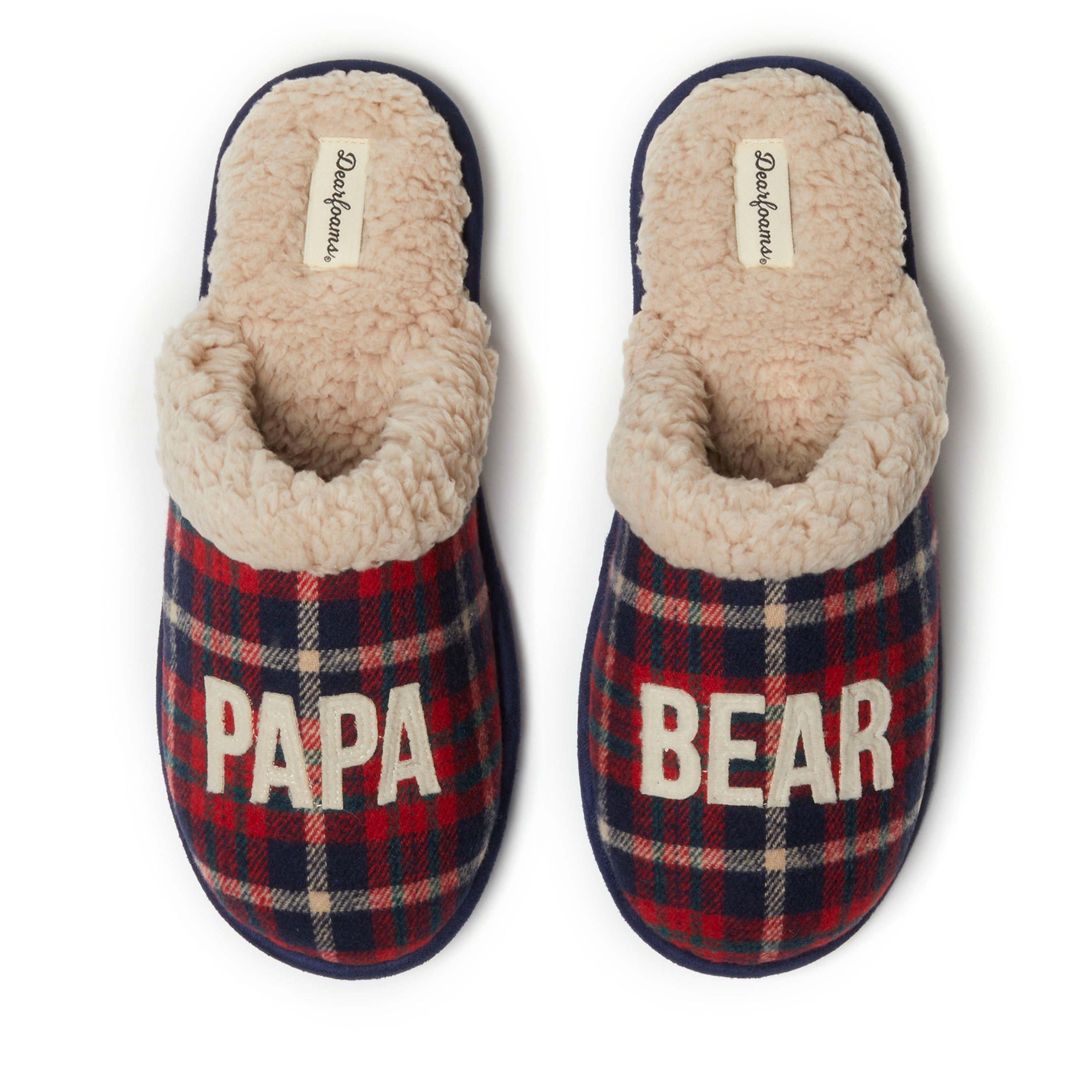 

Мужские тапочки Dearfoams Papa Bear Plaid Scuff, цвет peacoat