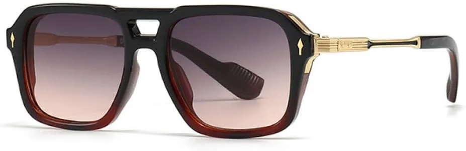 

Солнцезащитные очки MUTYNE Retro с двойной перемычкой, квадратной формы, градиентный дизайн, модные мужские солнцезащитные очки UV400, Black Tea Gray Pink