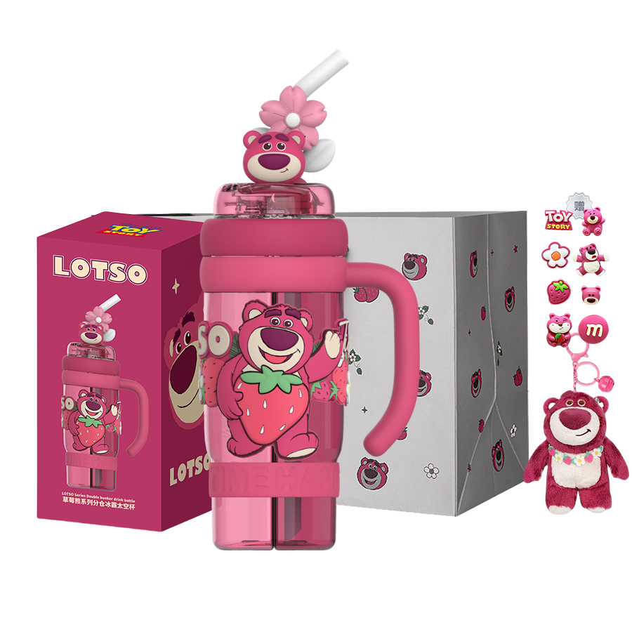 

Лотсо двойной отсек лед доминатор космос двойной напиток пластиковый летний стакан 1300мл Disney, Lotso Dual Compartment Ice Dominator Double Cup+Shopping Bag+Doll Pendant (Includes Cup Brush+Straw Brush+Stickers)